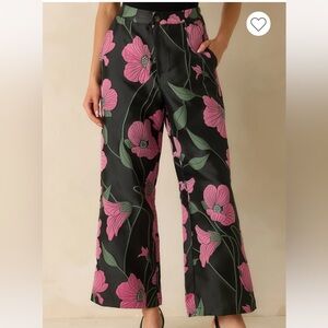 Floral Black and Pink Women's Pants